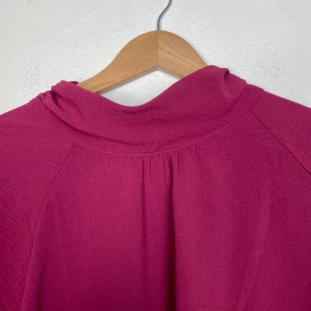 NWOT Evereve Devin Gathered Smocked Mockneck Blouse with Peasant Sleeve Size XL - Picture 6 of 10